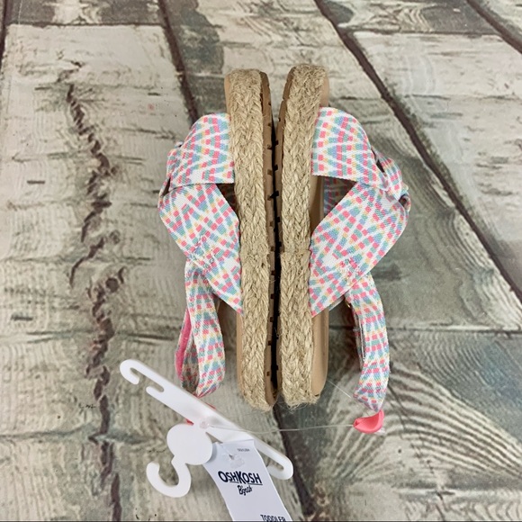 OshKosh Bgosh Vacay Pink Blue Green Yellow White Espadrille Sandals Sz 5 Toddler - Picture 8 of 10